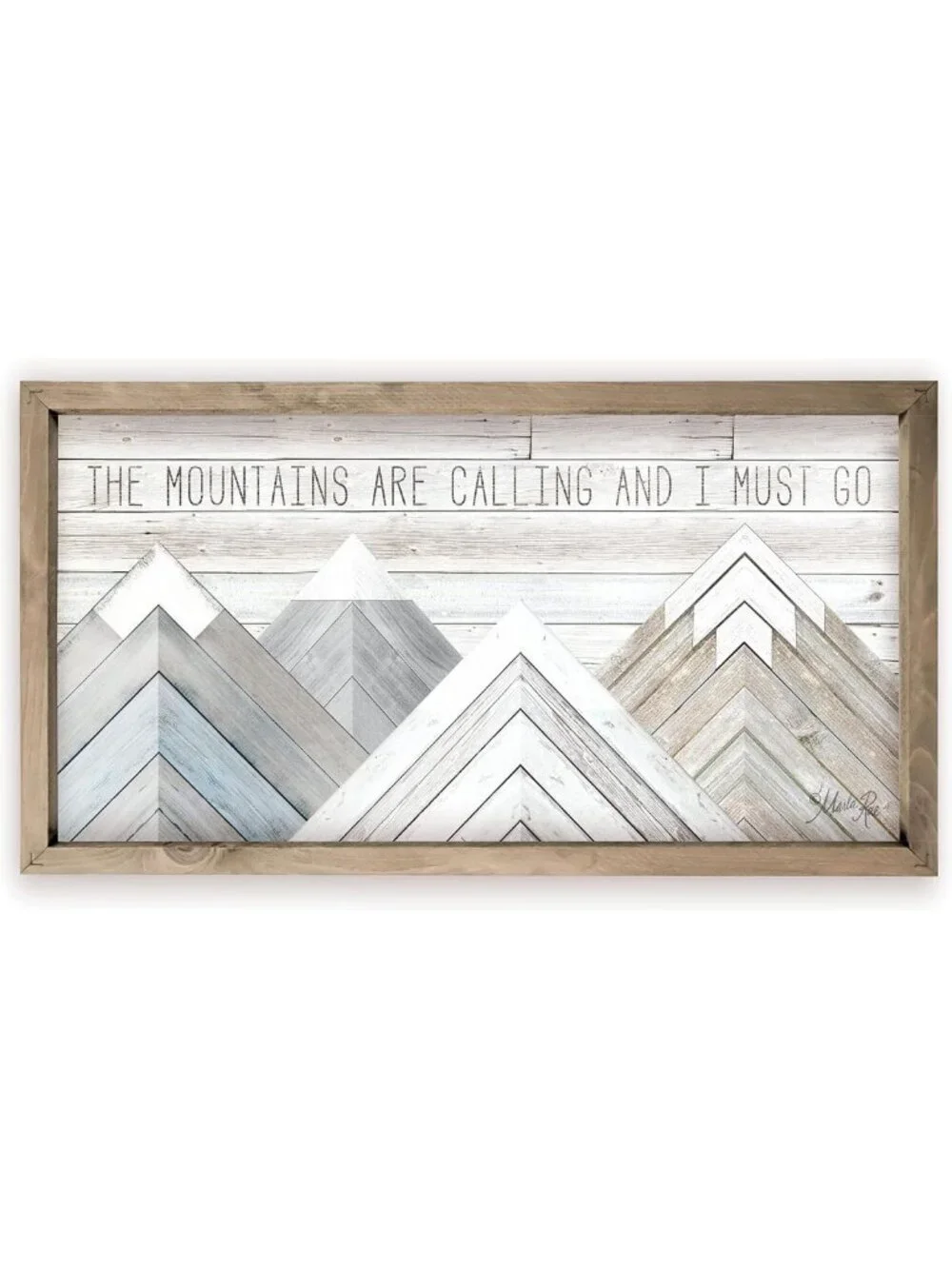 Rustic Framed Wood Sign - 'The Mountains Are Calling' 9x18 Home Decor Art